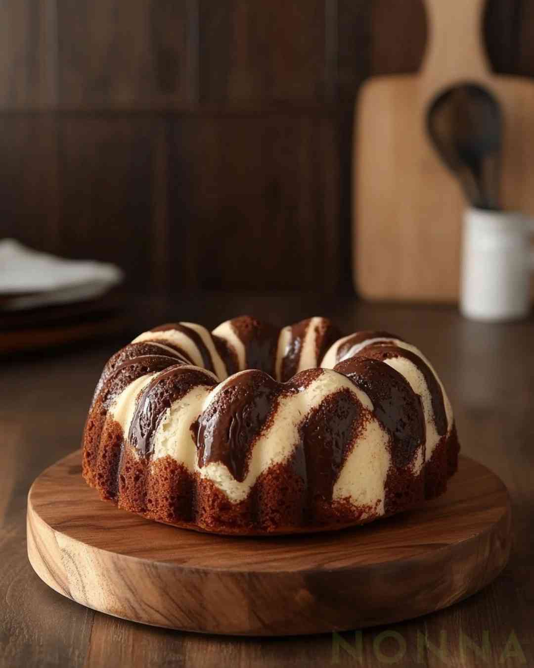 Vanille- und Schokoladenmarmor-Gugelhupfkuchen mit weicher, feuchter Textur