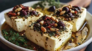 überbackener feta mit honig thymian und nüssen