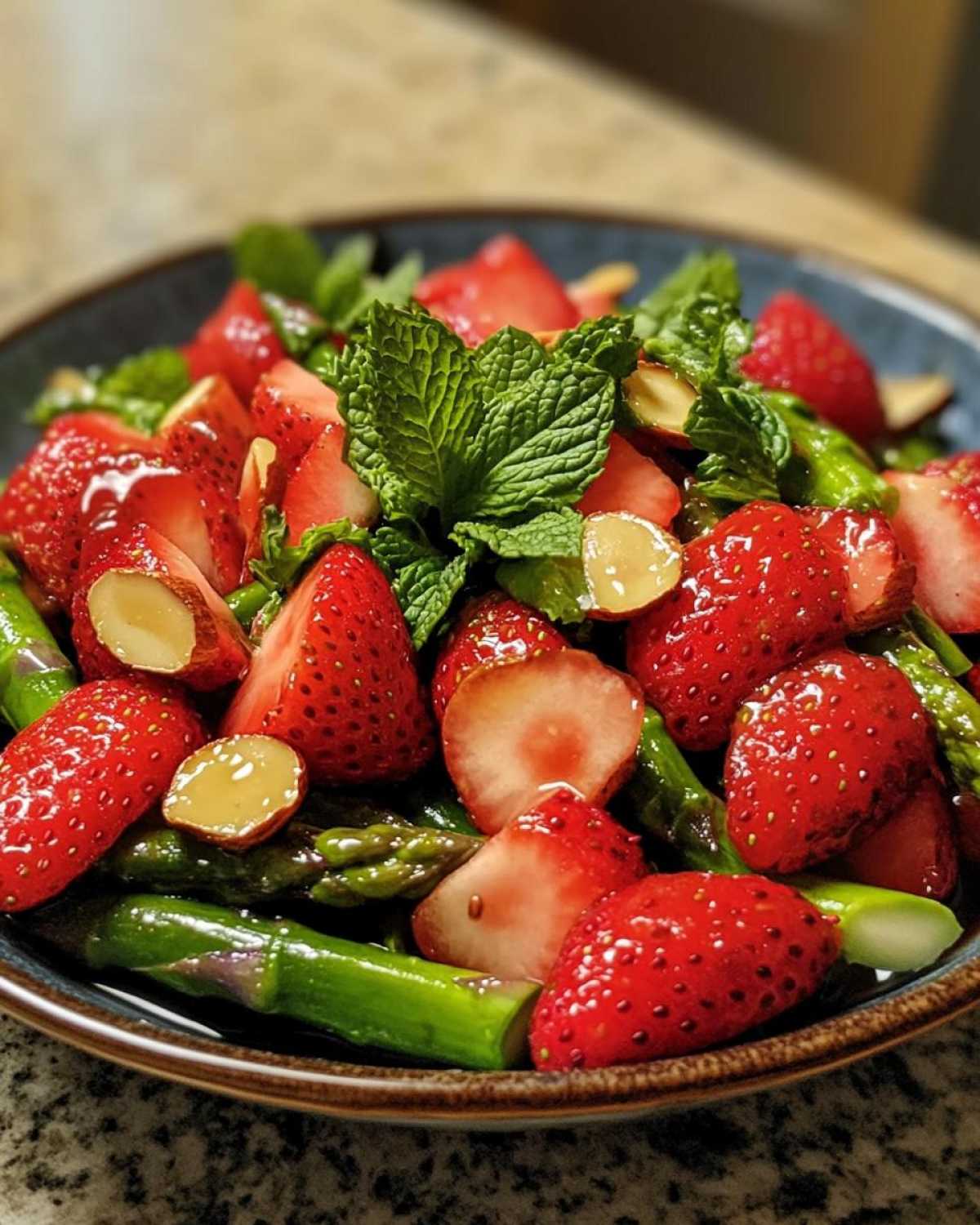 grüner spargel-salat mit erdbeeren - detail 2