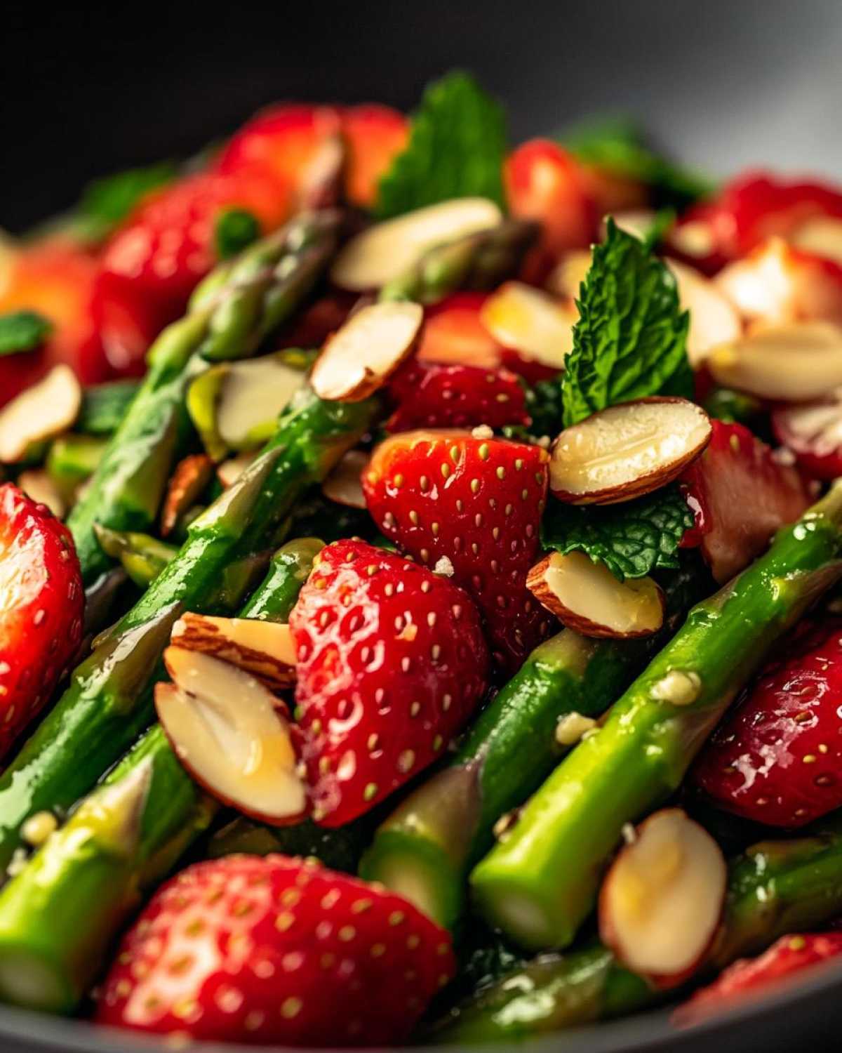 grüner spargel-salat mit erdbeeren - detail 3
