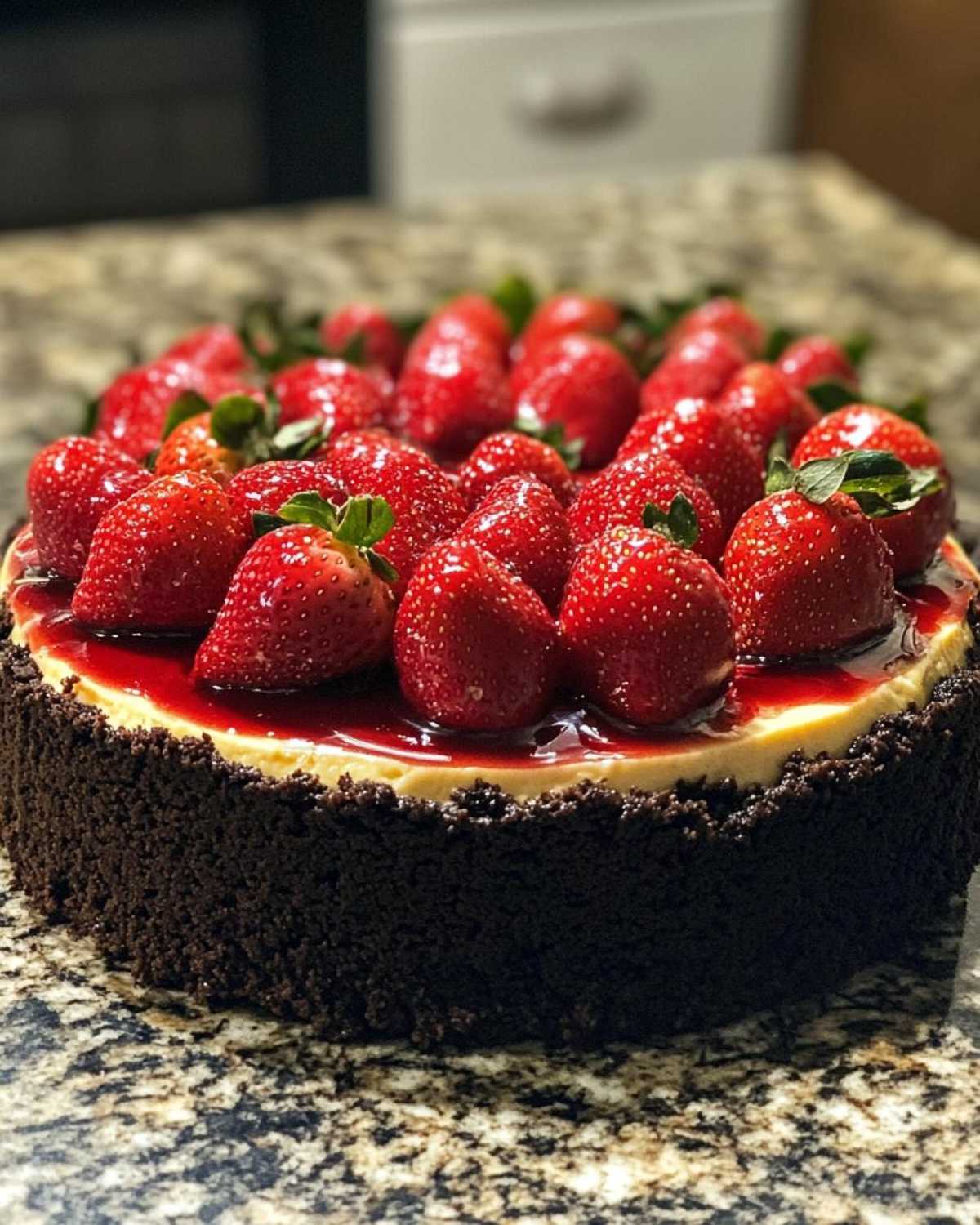 schoko-erdbeer-käsekuchen mit mascarpone-vanille-creme - detail 2