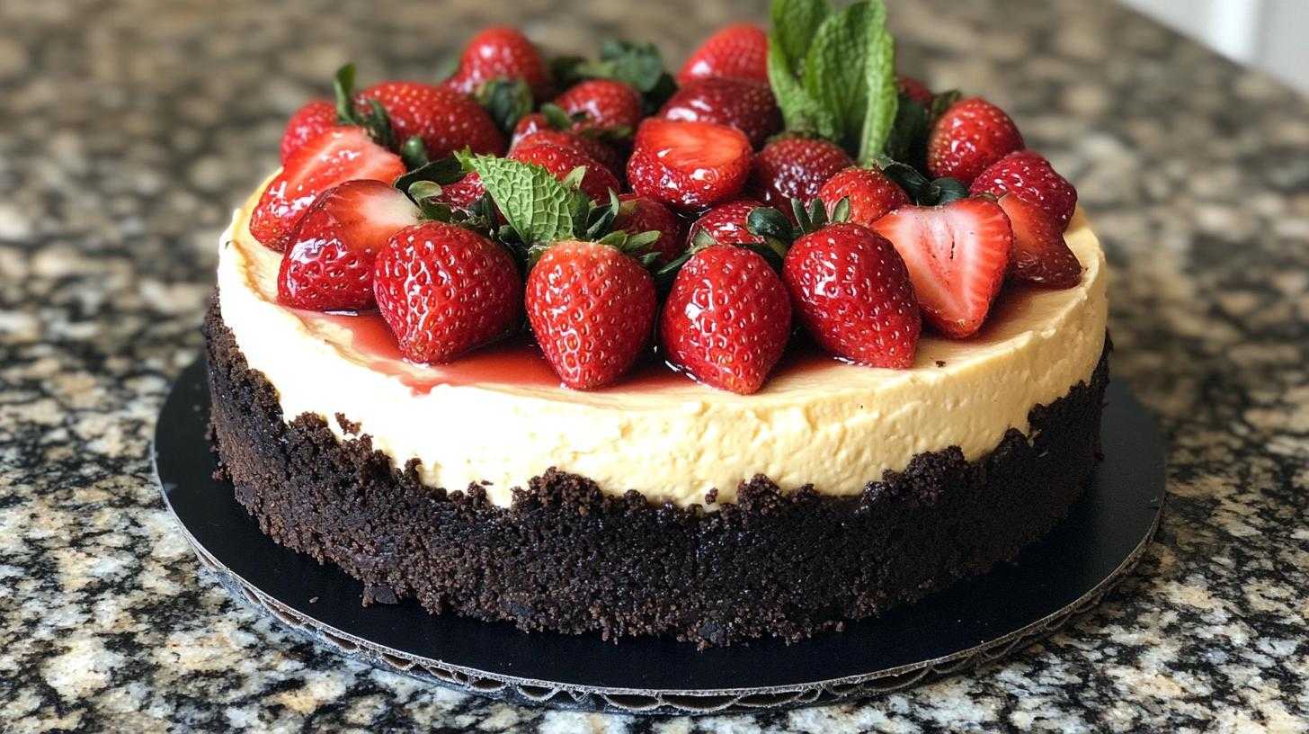 schoko-erdbeer-käsekuchen mit mascarpone-vanille-creme - detail 4