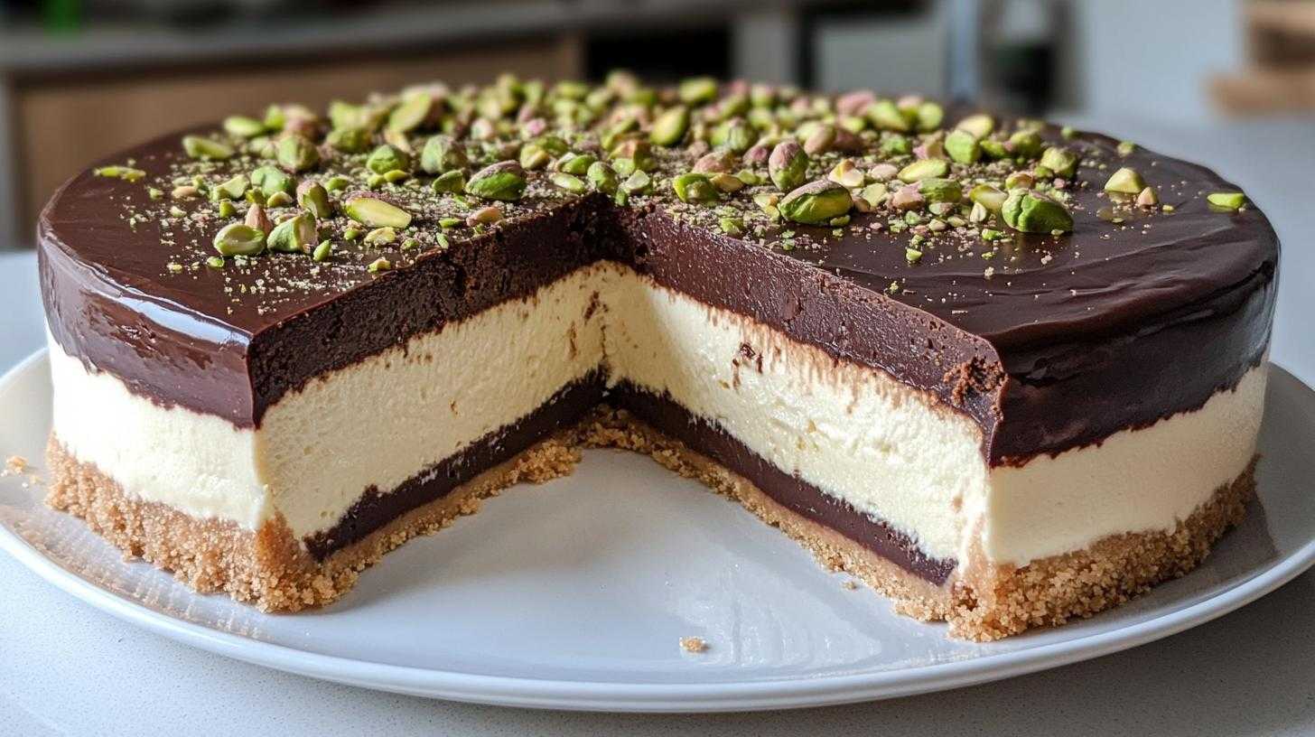 Pistazien-Schokoladen-Käsekuchen ohne Backen - detail 3