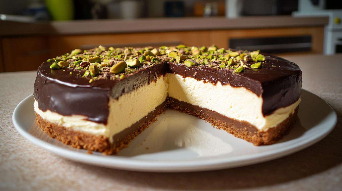 Pistazien-Schokoladen-Käsekuchen ohne Backen
