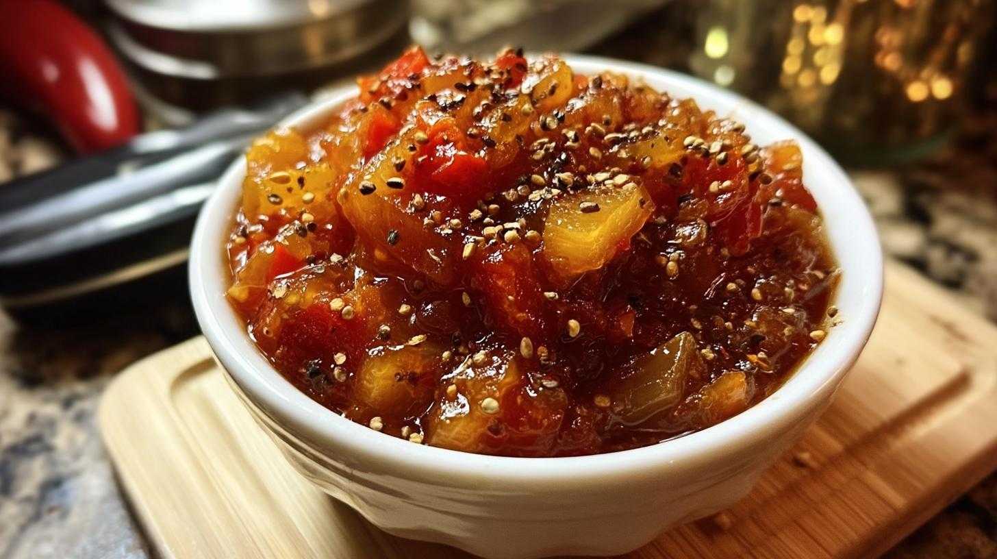 paprika-zwiebel-chutney zum grillen