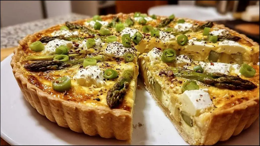 spargel-quiche mit feta und frühlingszwiebeln
