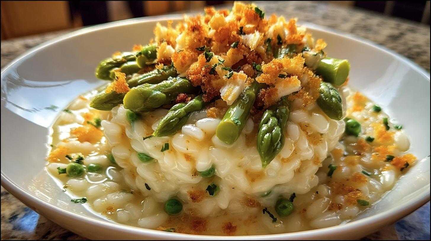 spargel-risotto mit zitrus-feta-bröseln - detail 1