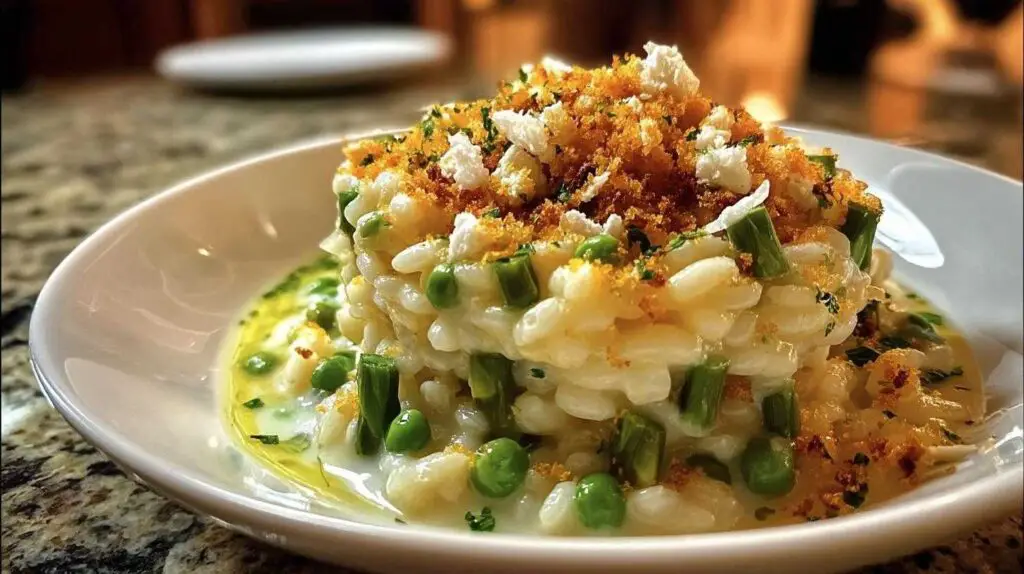 spargel-risotto mit zitrus-feta-bröseln